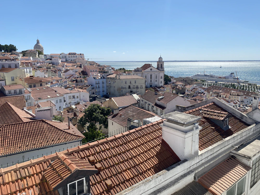 Warm Lisbon rooftops and narrow neighborhood streets